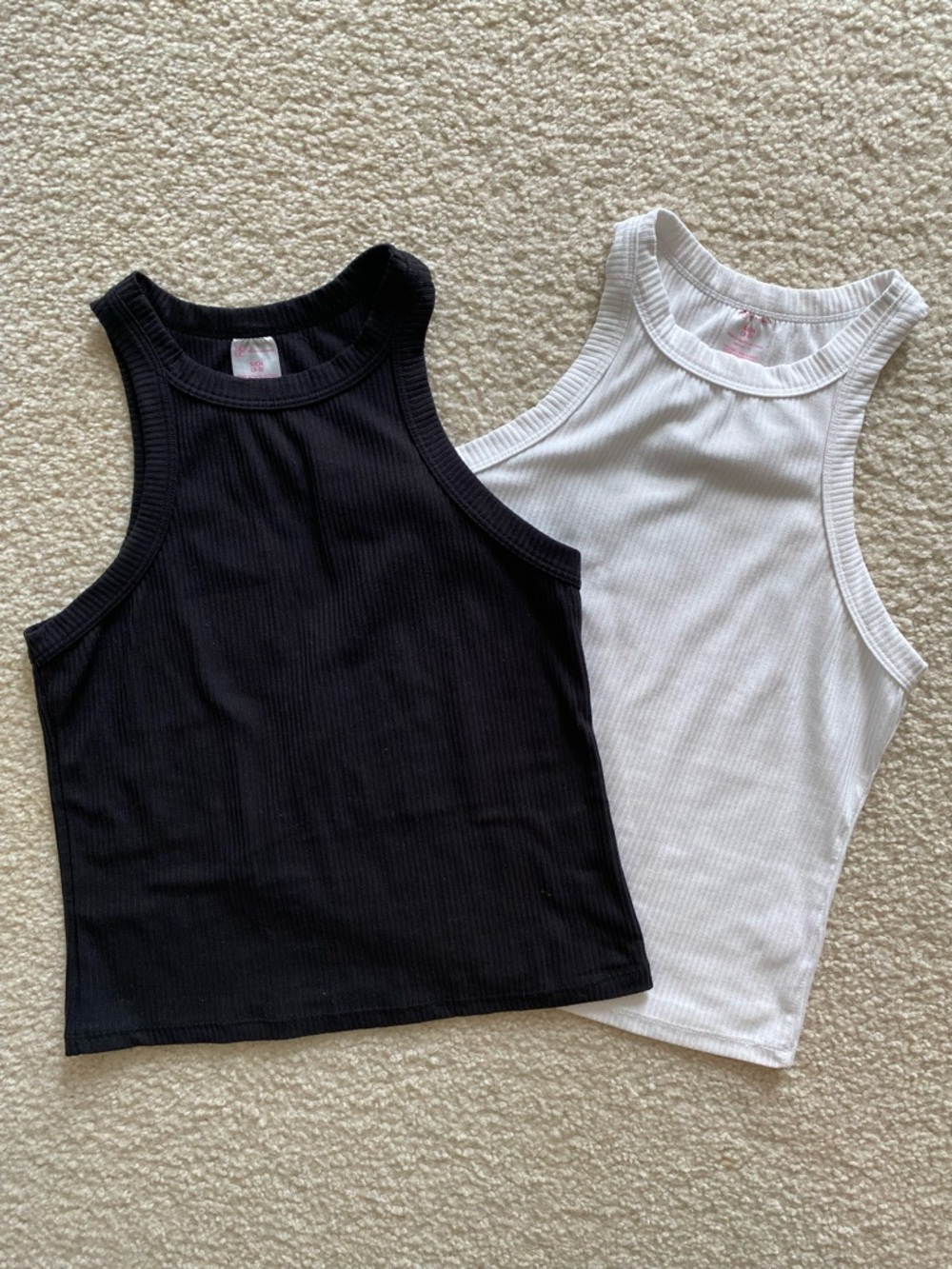No Boundaries Ribbed High Neck Tank Tops Black & White